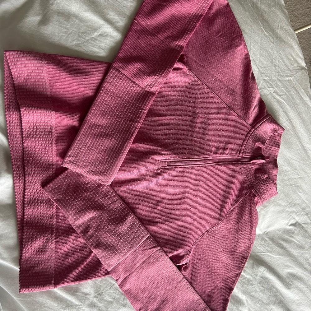 lululemon pink rest less cropped 1/2 zip